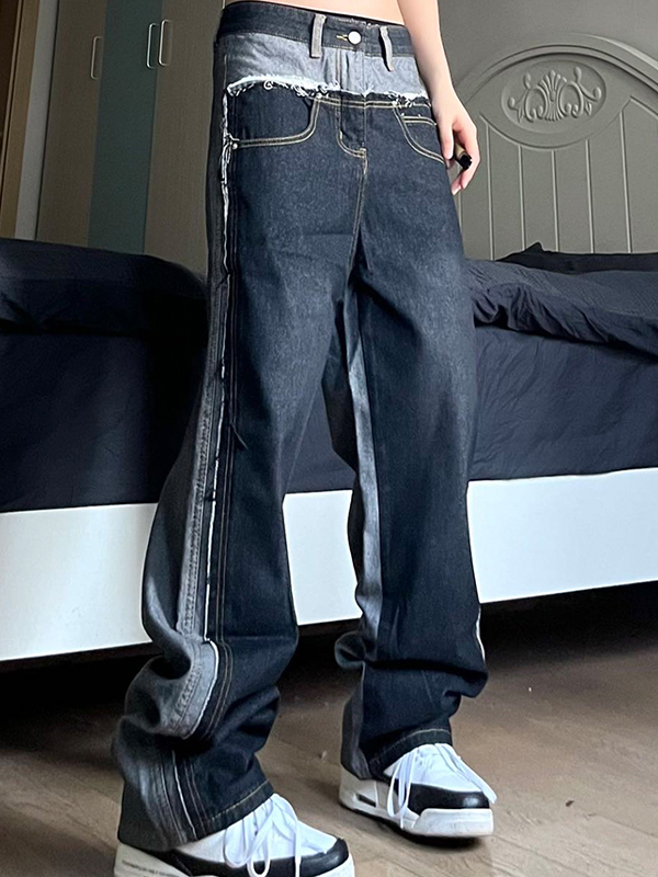 Vaqueros holgados desgastados con empalme informal para hombre-2