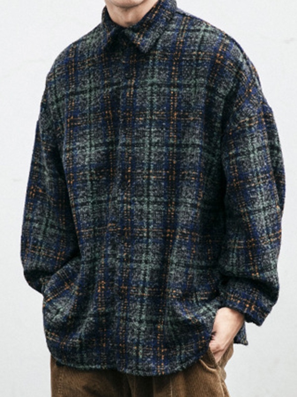 Chaqueta con estampado de cuadros vintage para hombre-2