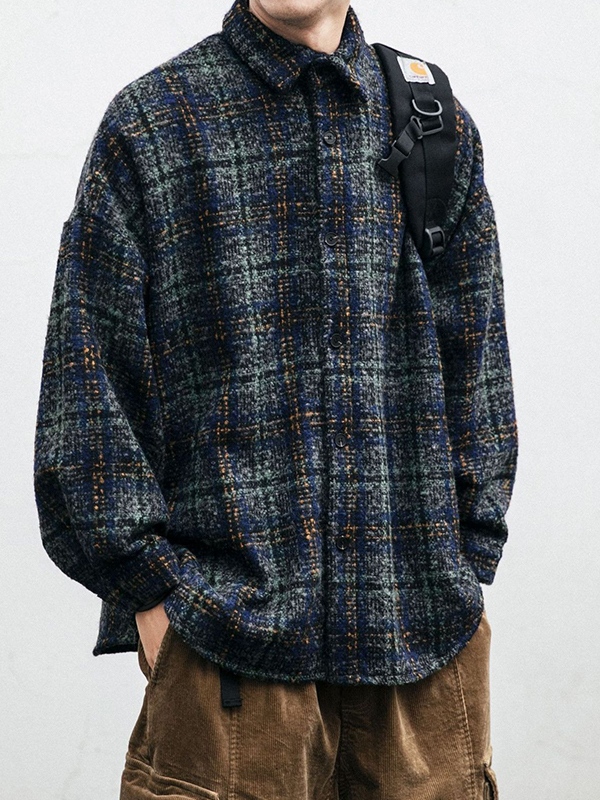 Chaqueta con estampado de cuadros vintage para hombre-1