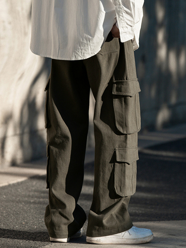 Pantalones cargo con múltiples bolsillos para hombre-2