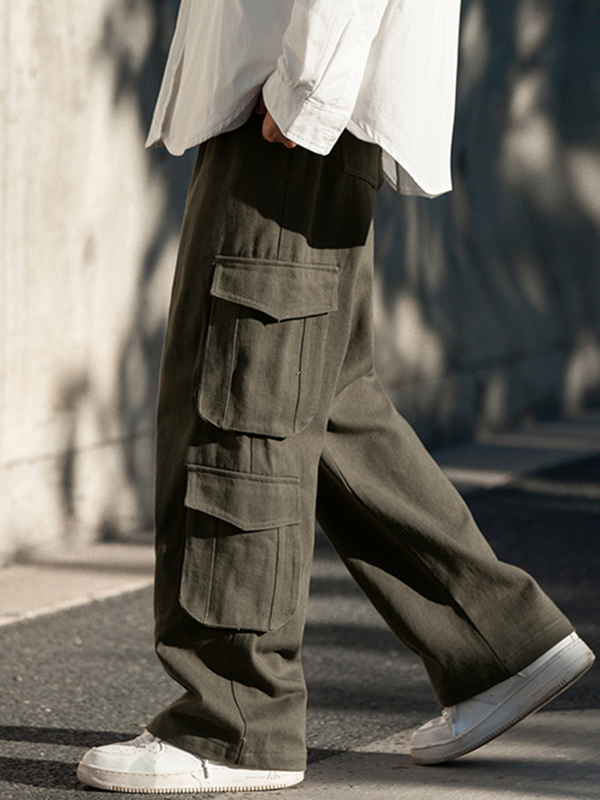 Pantalones cargo con múltiples bolsillos para hombre-1