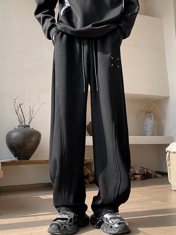Pantalones deportivos de silueta con cordón liso para hombre-1