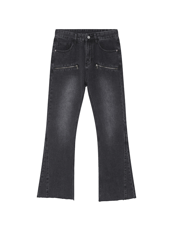 Vaqueros holgados con decoración con cremallera y lavado vintage para hombre-4