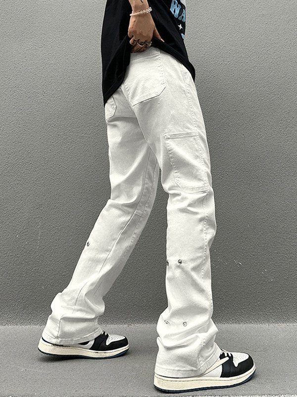 Jeans de pierna recta con adornos metálicos para hombre-3