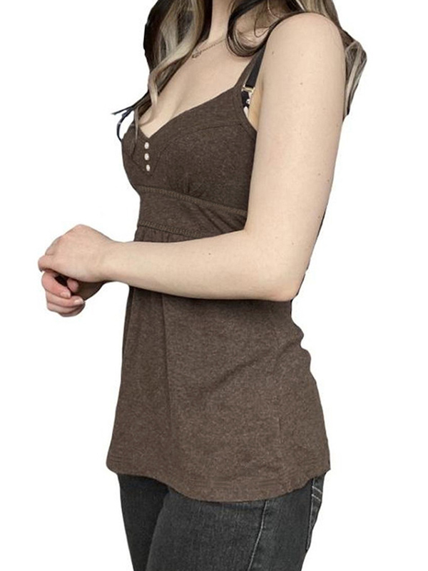 Top camisola vintage con tirantes y cintura ceñida-3