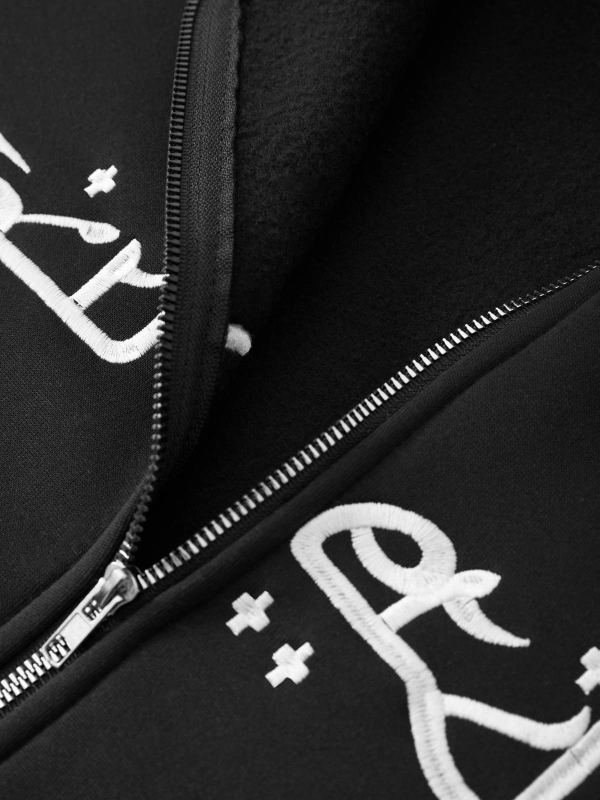 Sudadera con capucha y cremallera con bordado de estrella punk para hombre-5