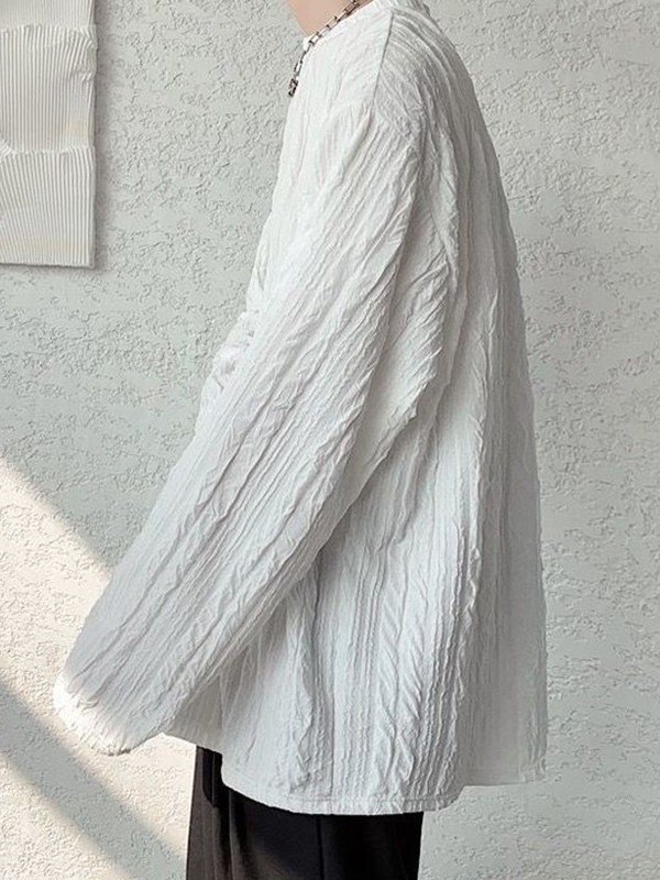 Camiseta de manga larga con cuello redondo de crepé para hombre-1