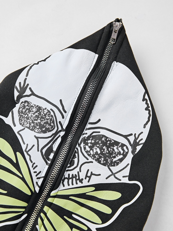 Sudadera extragrande con capucha y estampado de calavera y esqueleto para hombre-4