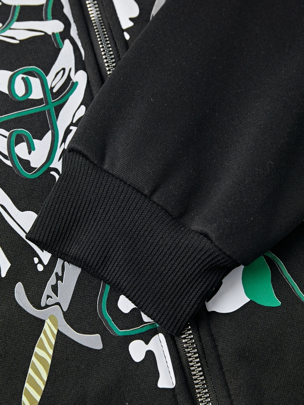 Sudadera extragrande con capucha y estampado de calavera y esqueleto para hombre-6