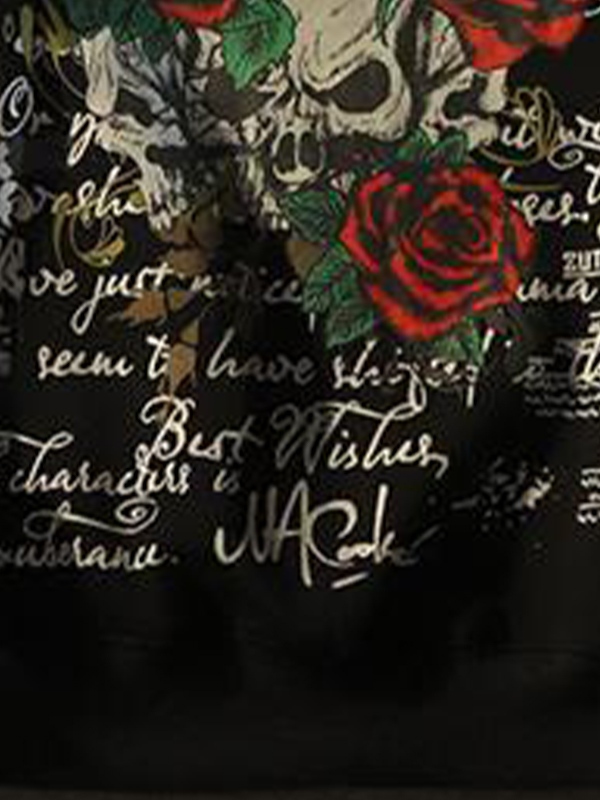 Sudadera con capucha extragrande con estampado de calavera de rosa gótica para hombre-1