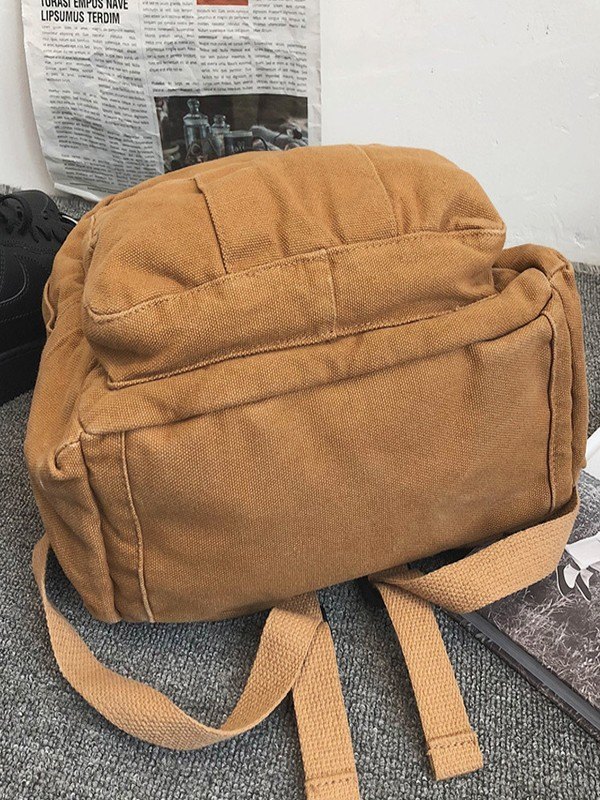 Mochila escolar de lona con lavado vintage-2