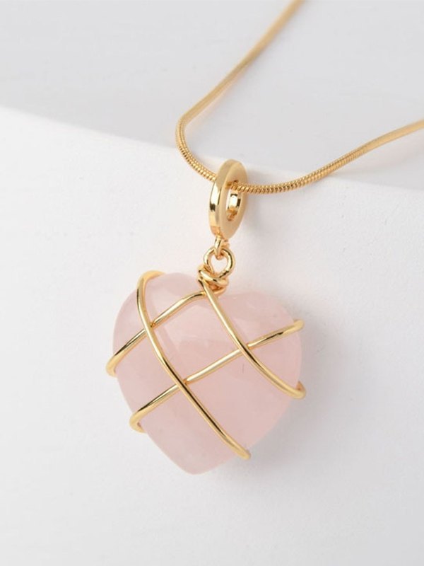Collar con colgante de corazón de piedra gruesa-1