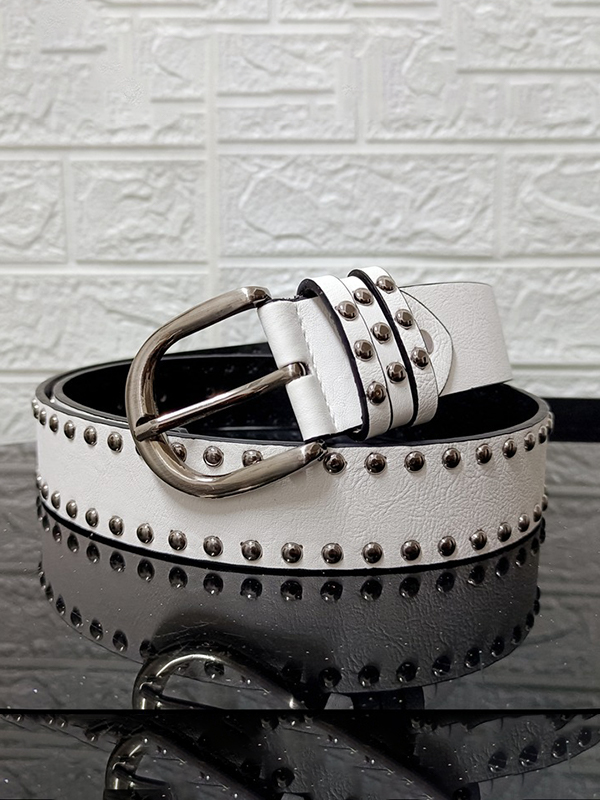 Cinturón con hebilla decorativa con remaches versátil-1